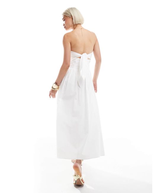 The Frolic White – exklusives, trägerloses popeline-maxikleid