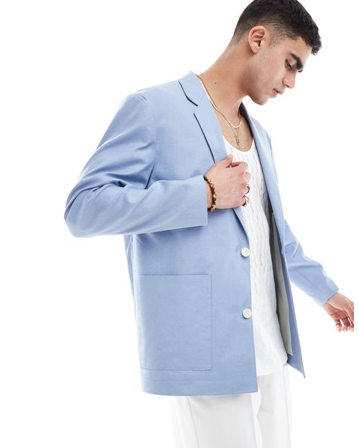 ASOS Blue Slouchy Oversized Blazer for men