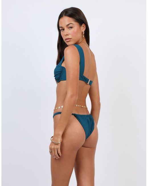 SIMMI Blue Ruched Cup Bikini Top