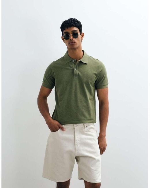 Mango Green Polo Neck T-shirt for men