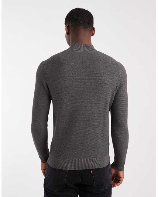 Mango Gray Classic Fine Knit Mock Neck Jumper for men