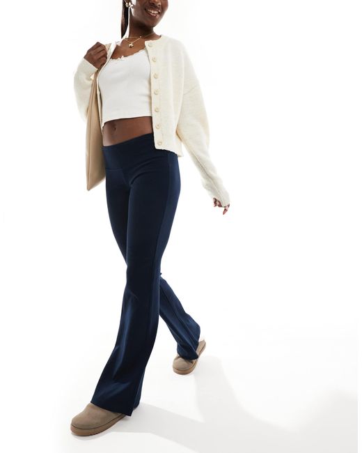 Bershka Blue High Waisted Flared Trousers