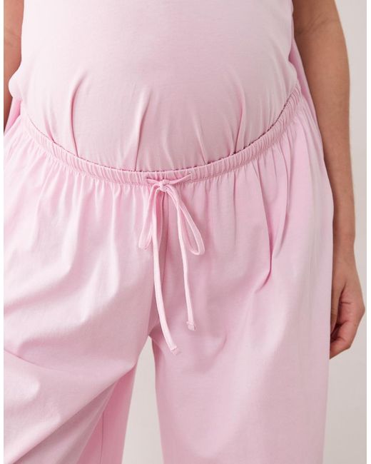 ASOS Pink Asos Design Maternity Mix & Match Cotton Pyjama Trouser