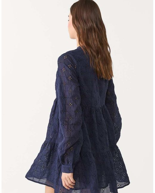 Stradivarius Blue Mini Dress With Embroidery