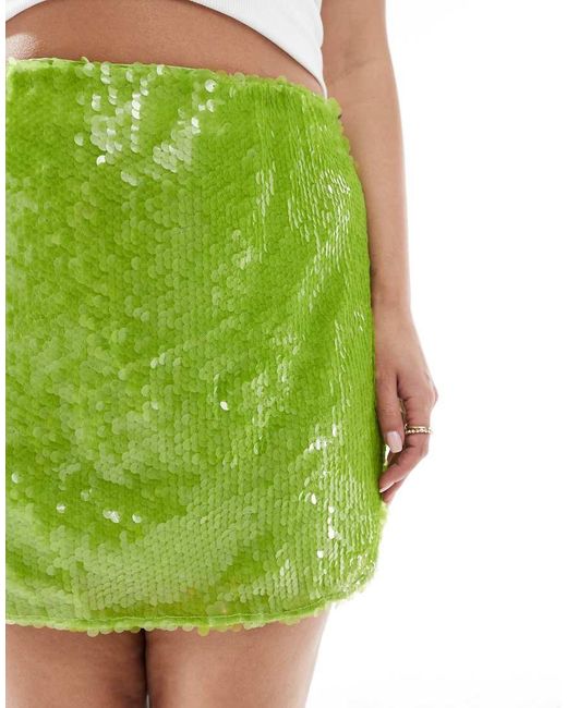 Renee Studio Green Plus Exclusive Disc Sequin Mini Skirt