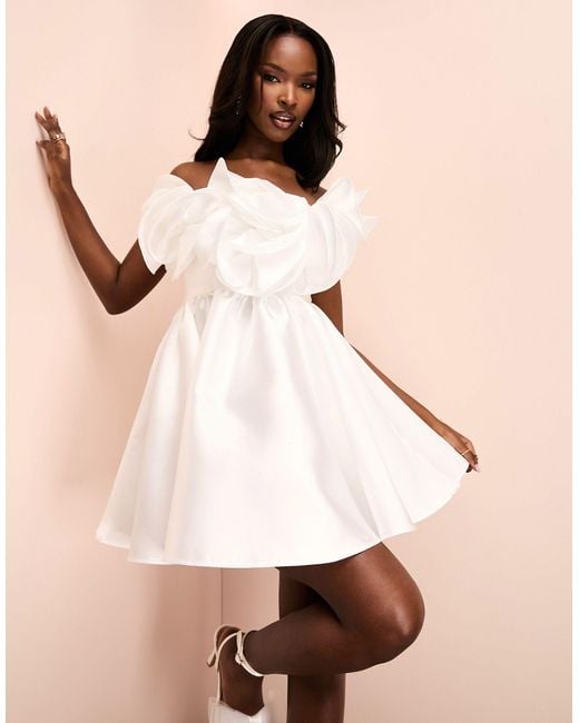 ASOS Natural Bandeau Ruffle Wired Corsage Mini Dress
