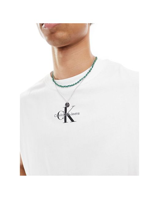 Camiseta blanca sin mangas con logo Calvin Klein de hombre de color White