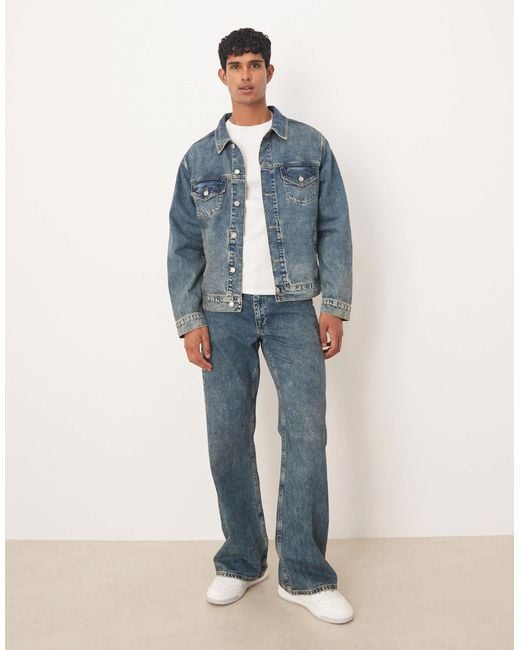 ASOS – trucker-jeansjacke in Blue für Herren