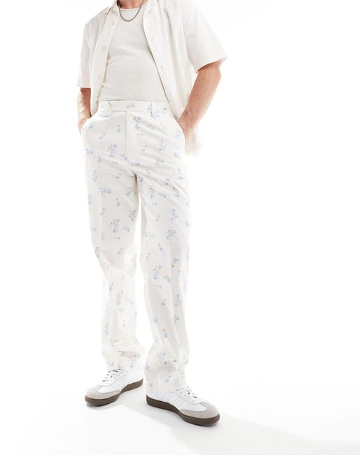 ASOS White Smart Straight Fit Trousers for men