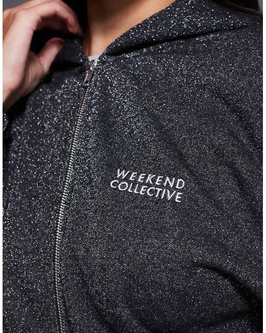 ASOS Blue Weekend Collective Co-ord Zip Through Hoodie With Metallic Thread