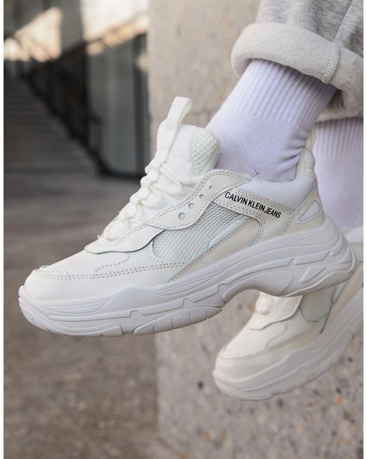 calvin klein chunky sneakers white