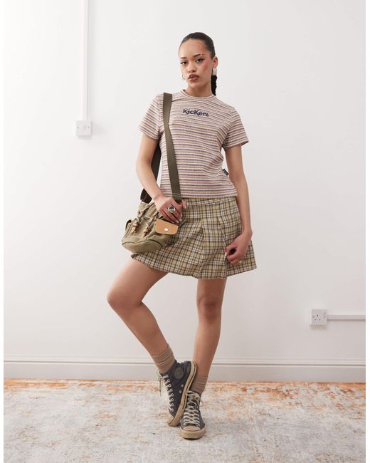 Kickers Brown Retro Stripe Crop Baby Tee