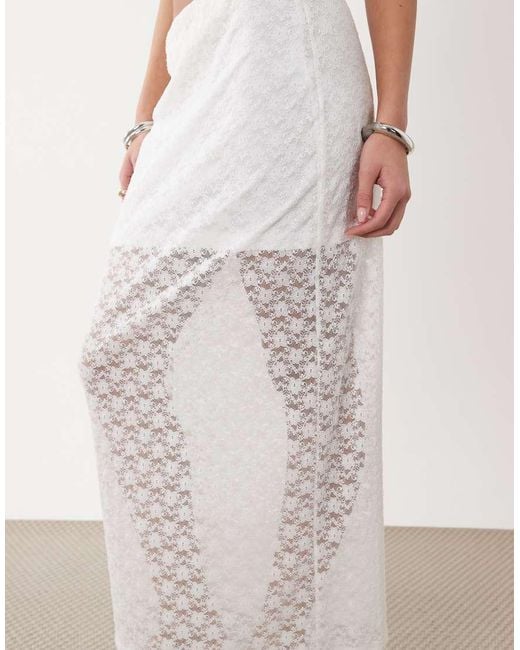 ASOS White Lace Column Maxi Skirt