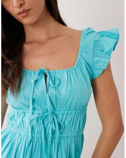 Wednesday's Girl Blue Milkmaid Mini Dress