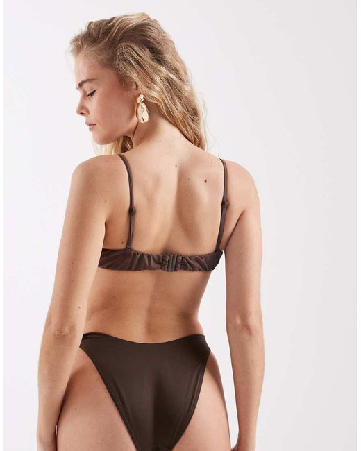 ASOS Natural Honey Piper Ruched Underwire Balcony Bikini Top
