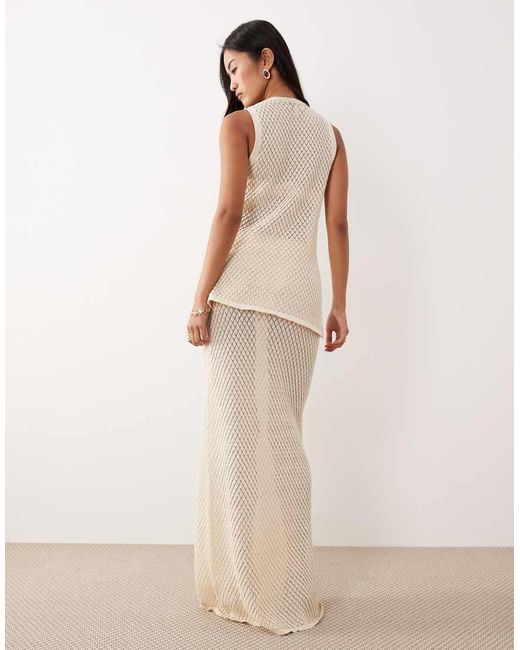 Pretty Lavish Natural Pointelle Knit Maxi Skirt Co-Ord