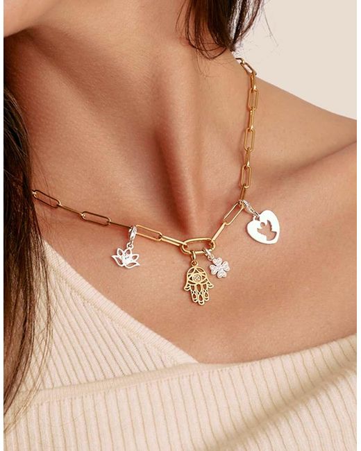 Thomas Sabo White Charm Pendant Lucky Clover With Stones Connect