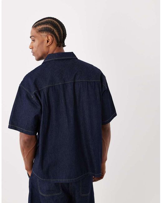 Jack & Jones Blue Short Sleeve Denim Shirt for men
