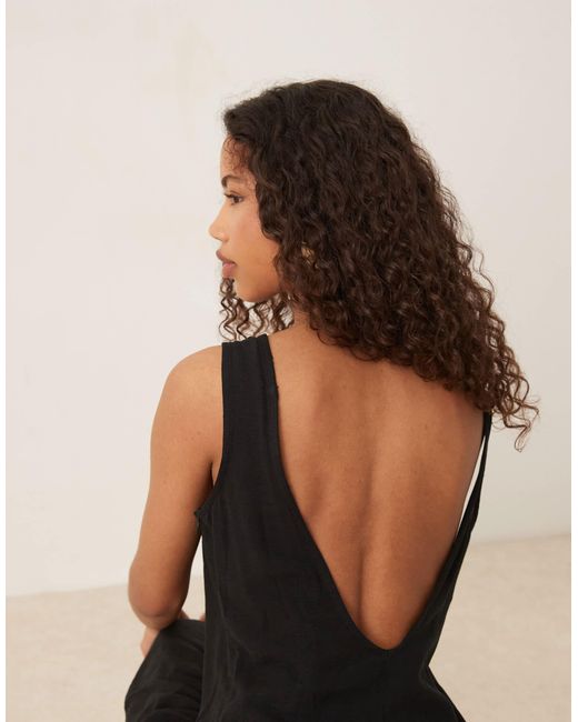 ASOS Black – leinenmix-maxikleid