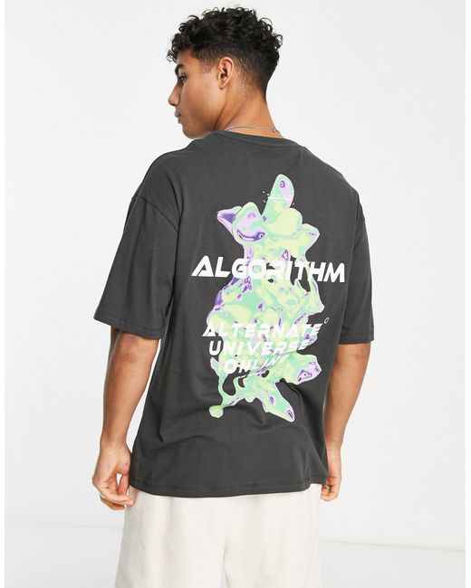 Jack & Jones Originals Oversized T-shirt With Algorithm Back Print in Gray  for Men | Lyst