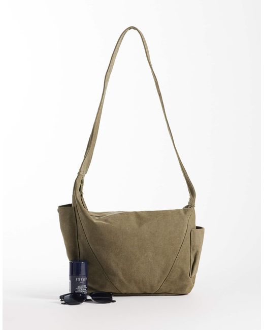 ASOS Gray Canvas Crossbody Bag for men
