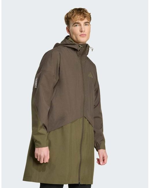 Adidas Originals Brown Terrex Multi 2 Layer Climaproof Rain Parka for men