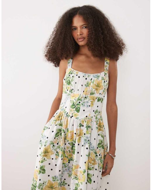 Hope & Ivy White A-line Strappy Corset Midi Dress