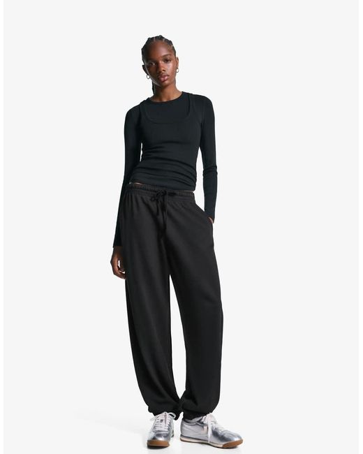 Bershka Black Plush joggers