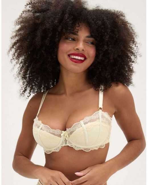 Boux Avenue Brown Faye Spot Mesh Balconette Bra Padded Adjustable Strap