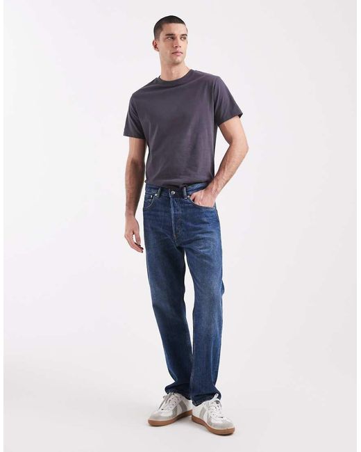 Camiseta Gris Carbón Básica Con Cuello Redondo Essentials De ASOS de hombre de color Blue