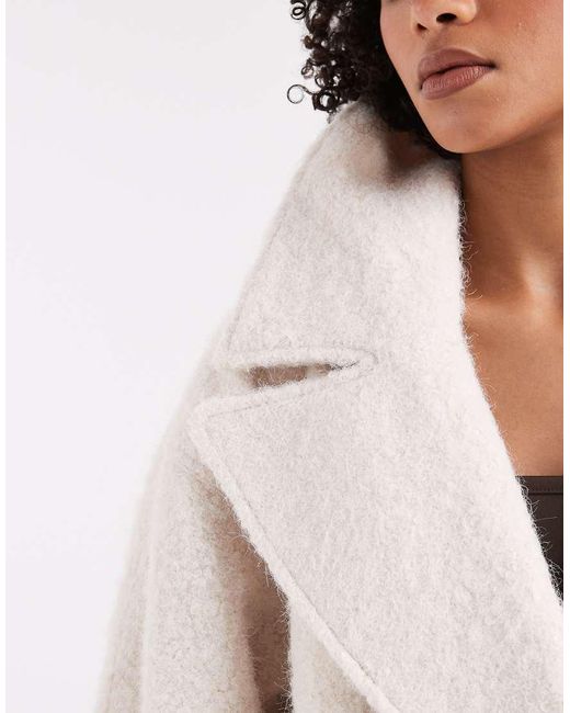 ASOS Natural Cosy Oversized Strong Shoulder Pea Coat