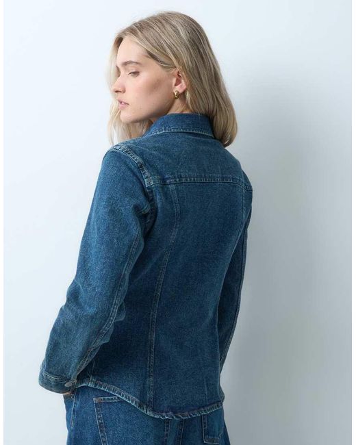 Gap Blue Longline Cinched Shirt