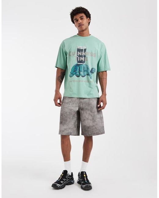 ASOS Green Oversized Tee With Guinness Print for men