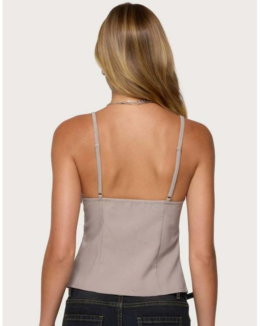Edikted Brown Shay Split Front Buckle Tank Top