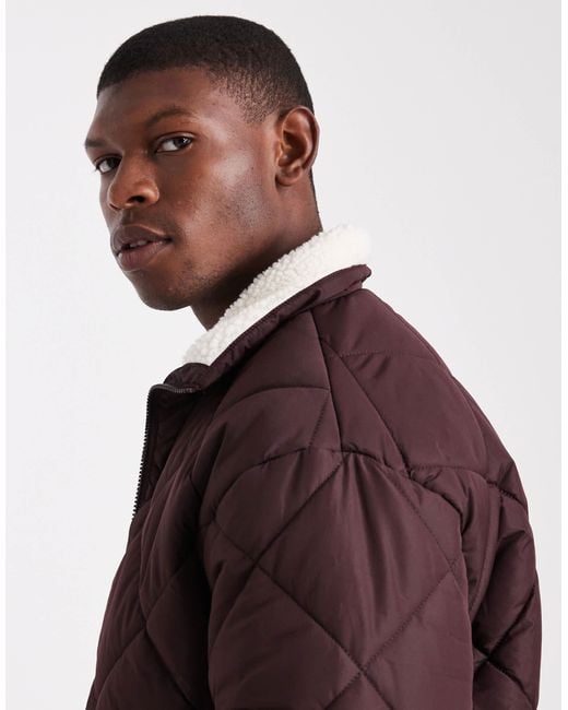 Brave Soul – kurze, wattierte jacke in Purple für Herren