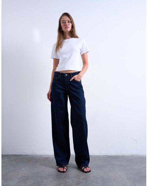 TOPSHOP Blue Cinch Low Rise Relaxed Jean