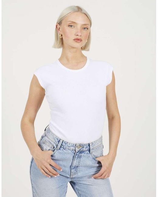 Brave Soul White Short Sleeve Crew Neck Bodysuit