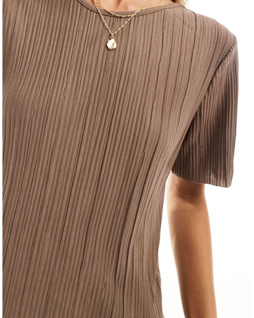 T-shirt plissé d'ensemble - marron Vila en coloris Brown