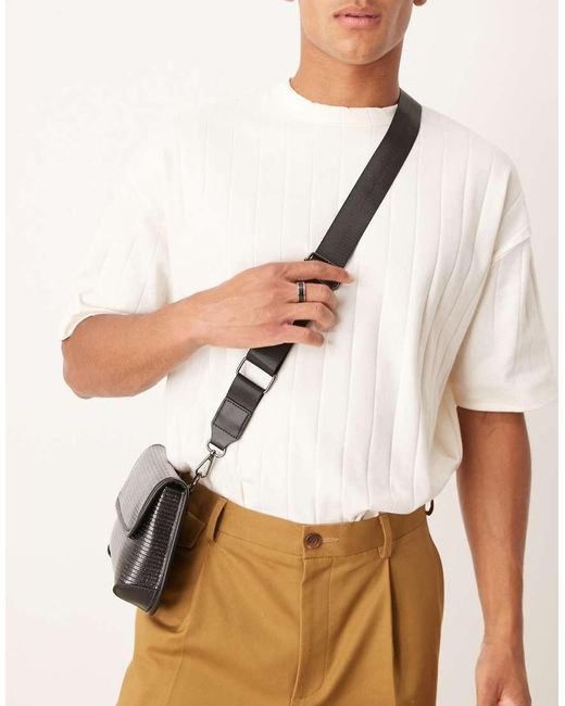 ASOS Crossbody Tas Van Imitatie-Hagedissenleer in het Black voor heren