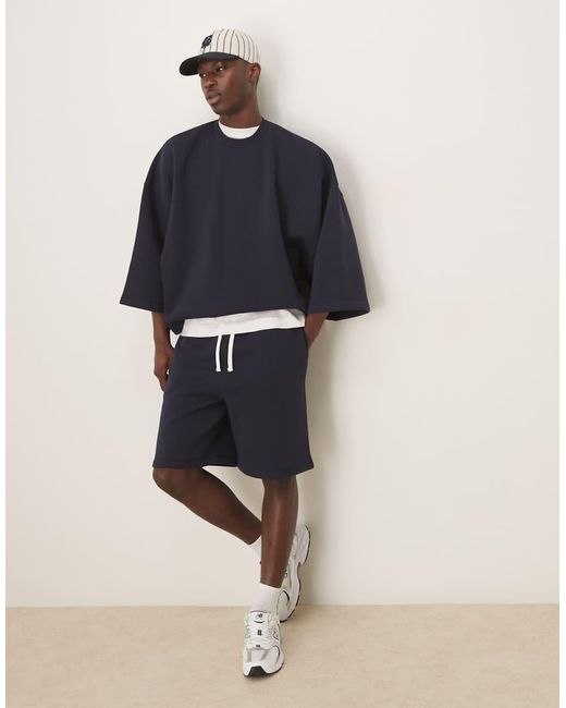 Pantalones Cortos Azul Marino Extragrandes De (Parte De Un Conjunto) ASOS de hombre de color Blue