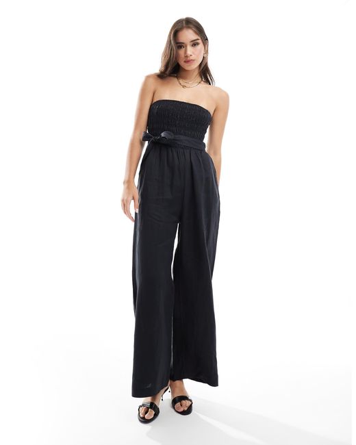 & Other Stories Blue – trägerloser jumpsuit aus leinen