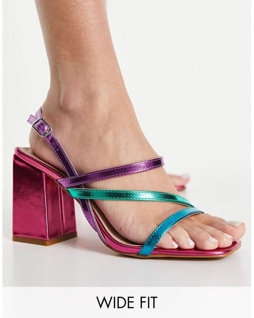 Catherine - sandales métallisées à talon carré - arc-en-ciel Raid Wide Fit en coloris Multicolor