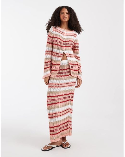 ASOS Red Knitted Ladder Stitch Cardigan Co-ord