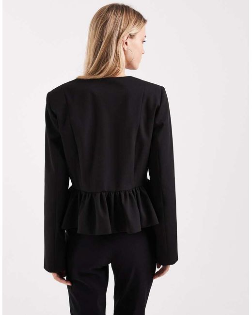 ASOS Black Button Down Peplum Blazer