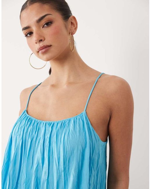 ASOS Blue Crinkle Bubble Hem Mini Dress