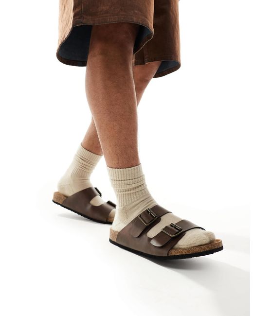 ASOS Brown Two Strap Sandals for men
