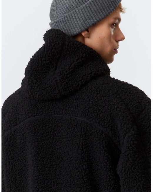 Chaqueta Negra Con Cremallera De Tejido Afelpado De Weekday de hombre de color Black