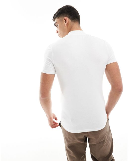 ASOS White Muscle Fit T-shirt With Turtle Neck for men