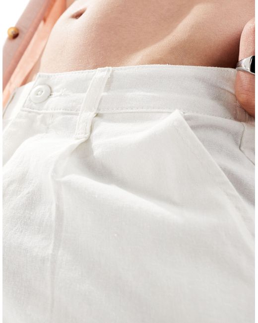 ASOS White Pleated Linen Shorts for men