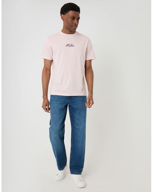 Threadbare Pink Aloha Cotton Crew Neck T-Shirt for men